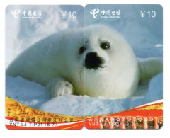 Phoque Puzzle 2 Télécartes Chine China Phonecard  Telefonkarte (P 65) - Cina
