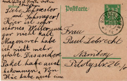 GERMANY WEIMAR REPUBLIC 1924 POSTCARD  MiNr P 156 SENT FROM ROTTACH TO NUERNBERG - Briefkaarten