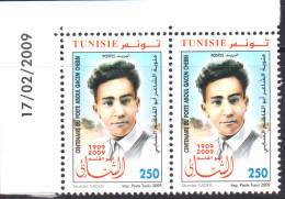 2009- Tunisie - Y&T 1629 - Centenaire Du Poète Aboul Qacem Chebbi - En Paire Coin Daté 2V MNH***** - Tunisia (1956-...)