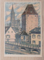 Carte Illustrateur Strasbourg  Pont Couvert Et Cathédrale , L Finck , 2 Cartes - Autres & Non Classés
