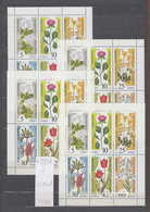 3754I  X 4 -  Bulgaria 1989 Plants Flowers M Sheet ** MNH /Gefahrdete Pflanzen - Gesneria Pfingstrose Veilchen - Unused Stamps