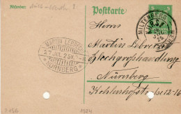 GERMANY WEIMAR REPUBLIC 1925 POSTCARD  MiNr P 156 SENT FROM MILTENBERG TO NUERNBERG - Tarjetas