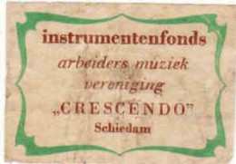 Dutch Matchbox Label, Schiedam - South Holland, Instrumentenfonds Arbeiders Muziek Vereniging CRESCENDO, Netherland - Boites D'allumettes - Etiquettes