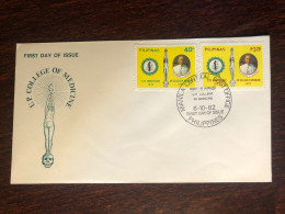PHILIPPINES FDC COVER 1982 YEAR MEDICAL COLLEGE HEALTH MEDICINE STAMPS - Philippines