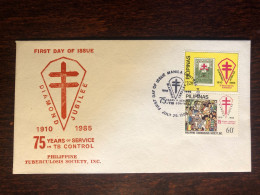 PHILIPPINES FDC COVER 1985 YEAR TUBERCULOSIS TB HEALTH MEDICINE STAMPS - Philippines