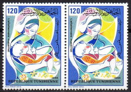 TUNISIA TUNISIE 1986 - 2v - Health - Breastfeeding - Child Survival Campaign - Mother - Santé - Allaitement Maternel - Sonstige & Ohne Zuordnung