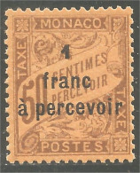 630 Monaco Taxe Surcharge 1925 MH * Neuf (MON-435) - Strafport