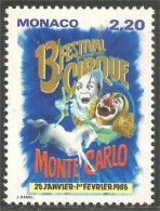 630 Monaco Cirque Circus Clown Cheval Horse Pferd Caballo Cavallo MNH ** Neuf SC (MON-356a) - Horses