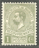 630 Monaco 1910 Yv 8 Taxe Postage Due Prince Albert I 1c Olive MH * Neuf (MON-341) - Segnatasse