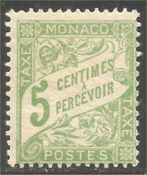 630 Monaco 1905 Yv 2 Taxe Postage Due 5c Vert-jaune MH * Neuf (MON-337) - Segnatasse