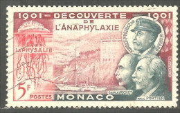 630 Monaco 1953 Yv 394 Découverte Anaphylaxie Phylasie Richer Portier (MON-285a) - Medicine