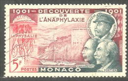 630 Monaco 1953 Yv 394 Découverte Anaphylaxie Phylasie Richer Portier (MON-285a) - Médecine