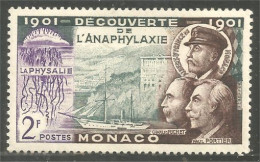 630 Monaco 1953 Yv 394 Découverte Anaphylaxie Richer Portier MH * Neuf Très Légère (MON-283d) - Medicine