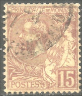 630 Monaco 1901 Yv 24 Prince Albert I 15c Brun Lilas TTB (MON-164) - Oblitérés