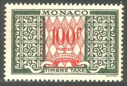 630 Monaco YT 39 Taxe Postage Due 1946 Armoiries 100 Francs Cote 16.00 Euros MNH ** Neuf SC (MON-128a) - Taxe