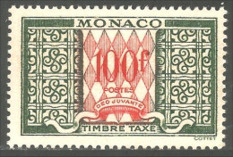 630 Monaco YT 39 Taxe 1946 Armoiries 100 Francs Cote 16.00 Euros MNH ** Neuf SC (MON-128b) - Stamps