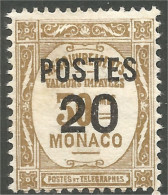 630 Monaco YT 143 Taxe Surchargé 20c Sur 30c MH * Neuf (MON-98) - Neufs