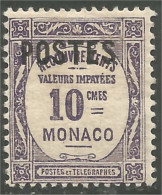 630 Monaco YT 141 Taxe 10c MH * Neuf (MON-97) - Unused Stamps