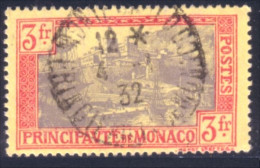 630 Monaco YT 101 3Fr Carmin Ardoise S. Jaune Superbe Oblitération Circulaire 1937 (MON-25) - Usati