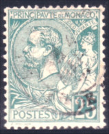 630 Monaco YT 16 1891 25c Vert Oblitération Circulaire (MON-9) - Oblitérés