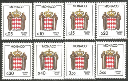 630 Monaco Yv Taxe 75-82 Ecusson Armoiries Coat Arms MNH ** Neuf SC (MON-881) - Francobolli