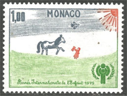 630 Monaco Yv 1182 Année Enfant Cheval Horse Pferd Paard Cavallo MNH ** Neuf SC (MON-714b) - Horses