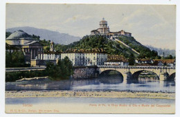 D5031] TORINO FIUME PO, PONTE, GRAN MADRE E MONTE DEI CAPPUCCINI Colorata Cartolina Viaggiata 1958 - Fiume Po