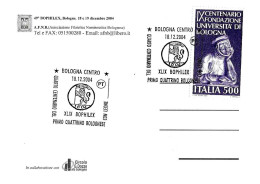 ITALIA ITALY - 2004 BOLOGNA XLIX Bophilex 4° Cent. Primo Quattrino Bolognese Con Leone Lion Su Cartolina Speciale - 7195 - 2001-10: Storia Postale