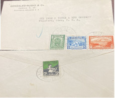 D)1950, ECUADOR, LETTER WITH CINDERELLA SENT TO THE U.S.A, WITH CHARITY STAMPS, MONTE CHIMBORAZO, MAKE THE COUNTRY GREAT - Ecuador