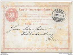 88 - 58 - Entier Postal  5cts Avec Cachet à Date Basel 1872 - Interi Postali