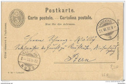 21 - 26 - Entier Postal Avec Superbes Cachets à Date De Langenthal Et Bern 1892 - Interi Postali