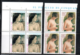 ITALIA REPUBBLICA ITALY REPUBLIC 2000 SIMPOSIO MULTIDISCIPLINARE SULLE MALATTIE DEL SENO SERIE  SET QUARTINA BLOCK MNH - 1991-00: Mint/hinged