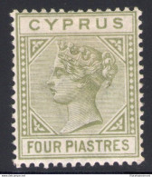 1892  CIPRO, SG 35  4 Piastre Grigio Oliva  - MLH* - Other & Unclassified