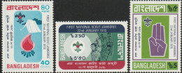 THEMATIC SCOUTING: FIRST NATIONAL SCOUT JAMBOREE.  CAMPFIRE AND TENT, EMLEMS AND ALLEGORIES   -   BANGLADESH - Unused Stamps