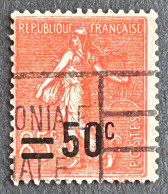 FRA0221U2 - Type Semeuse Lignée à Inscriptions Grasses - 50c S/ 85c Red Used Stamp - 1927 - France YT 221 - 1903-60 Semeuse Lignée