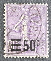 FRA0223U2 - Type Semeuse Lignée à Inscriptions Grasses - 50c S/ 60c Light Lilac Used Stamp - 1927 - France YT 223 - 1903-60 Semeuse Lignée