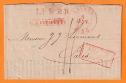 1835 - Lettre PAR ESTAFETTE + Cours De La Bourse D'Anvers - Lettre Pliée Vers Paris, France - Entrée Valenciennes - 1830-1849 (Belgique Indépendante)