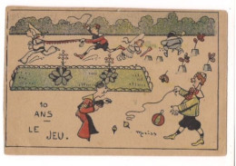 CPA ILLUSTREE SUR LE JEU - 10 ANS - Toupie - Ballon - Etc... - Altri & Non Classificati