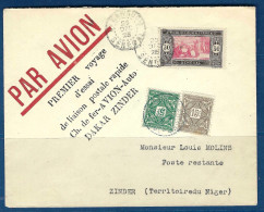 Sénégal - Avec Taxe - Premier Voyage D'essai De Liaison Postale Rapide Chemin De Fer Avion Auto Dakar Zinder - 1926 - Posta Aerea