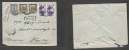 LIBIA. 1940 (18 Jan) Italy Postal Admin. Cirenaica - Switzerland, Basel. Air Multifkd Env, Tied Cds. - Libya