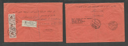 LIBIA. 1954 (23 June) Tripoli - Switzerland, Geneva (25 June) Red Cross Mail. Registered Multifkd Env. VF. - Libya