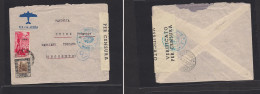 LIBIA. 1941 (24 Aug) GPO Tripoli - Grosseto, Magliano. Air Multifkd Mixed Usage Incl Ovptd Issue + WWII Censor, Italian  - Libya