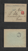 LIBIA. 1912 (8 Dec) French PO. Tripoli - Tunis (13 Dec) France Semeuse Single 10c Red Fkd Envelope, Tied Cds. VF. - Libië
