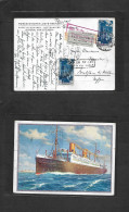 LIBIA. 1933 (20 Apr) Italian Postal Admin. Tripoli - Germany, Munich (22 Apr) Air Multifkd Ppc With Several Air Cachts + - Libya