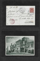 LIBIA. 1916 (26 Apr) Italian Post Office. Ovptd Issue. Tripoli - Roma. Red Censor Cachet. Fkd Ppc. VF. - Libya