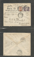 LIBIA. 1924 (2 Feb) Tripoli - Turkey, Constantinople. Bilingual Text Multifkd Italian PO "Libia" Ovptd Cds Envelope. Fin - Libië