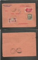 LIBIA. 1931 (16 July) Tripoli - Siracuse. Express Air Mixed Fkd Libia + Tripolitania + Express Poste Libia Ovpt Stamp, A - Libya