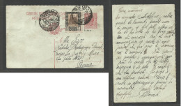 LIBIA. 1925. Tripoli - Roma, Italy. Reply Half Ovptd Stat Card + Adtl. Fine Used. - Libya