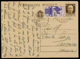 LIBIA. 1940 (8 July). Italian Occup. Derma - Messina. 30c Stat Card Ovptd + Adtl. 50c. VF. - Libië