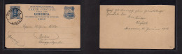 LIBERIA. 1913 (30 Jan) Monrovia - Germany, Berlin. 3c Blue Stat Card, Cds. Fine Used. - Liberia